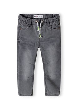 Szare jeansy ze ściągaczem oraz lekkimi przetarciami niemowlęce ze sklepu 5.10.15 w kategorii Spodnie i półśpiochy - zdjęcie 169709474