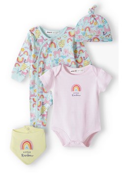 Komplet bawełniany niemowlęcy- rampers + body + czapka + śliniak ze sklepu 5.10.15 w kategorii Komplety niemowlęce - zdjęcie 169709482