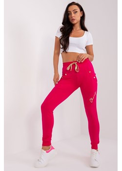 Fuksjowe damskie spodnie dresowe z wiązaniem ze sklepu 5.10.15 w kategorii Spodnie damskie - zdjęcie 169709523