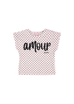 Różowy bawełniany t-shirt w serduszka ze sklepu 5.10.15 w kategorii Bluzki dziewczęce - zdjęcie 169709614