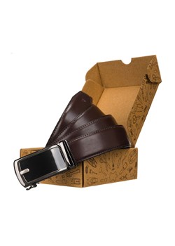 Męski pasek biznesowy brązowy z elegancką klamrą automatyczną — Peterson ze sklepu 5.10.15 w kategorii Paski męskie - zdjęcie 169709661