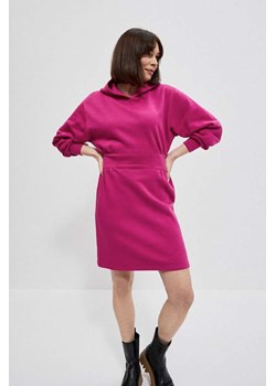 Różowa sukienka damska z długim rękawem i kapturem ze sklepu 5.10.15 w kategorii Sukienki - zdjęcie 169709831