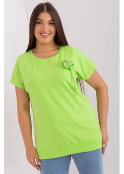 Jasnozielona bluzka damska plus size ze ściągaczem ze sklepu 5.10.15 w kategorii Bluzki damskie - zdjęcie 169709944