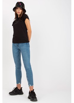 BASIC FEEL GOOD Czarny gładki t-shirt basic z bawełny ze sklepu 5.10.15 w kategorii Bluzki damskie - zdjęcie 169710050