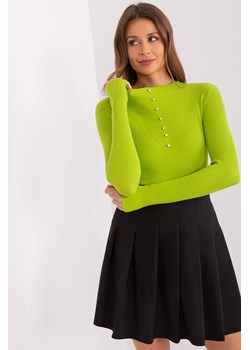 Klasyczny sweter z ozdobnymi cyrkoniami jasny zielony ze sklepu 5.10.15 w kategorii Swetry damskie - zdjęcie 169710491