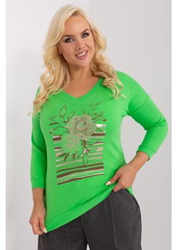 Bluzka plus size z kwiatowym printem jasny zielony ze sklepu 5.10.15 w kategorii Bluzki damskie - zdjęcie 169710594