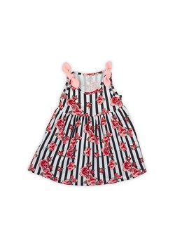 Sukienka niemowlęca bez rękawów w kwiaty i paski - kolorowa ze sklepu 5.10.15 w kategorii Sukienki niemowlęce - zdjęcie 169710602