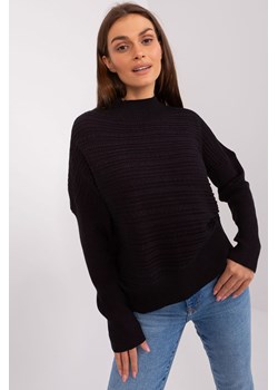 Czarny damski sweter asymetryczny z wełnaą ze sklepu 5.10.15 w kategorii Swetry damskie - zdjęcie 169710673