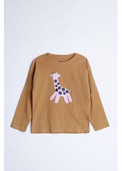 Bluzka z długim rękawem z wysokiej jakości bawełny - brązowa z żyrafą - unisex - Limited Edition ze sklepu 5.10.15 w kategorii T-shirty chłopięce - zdjęcie 169710681