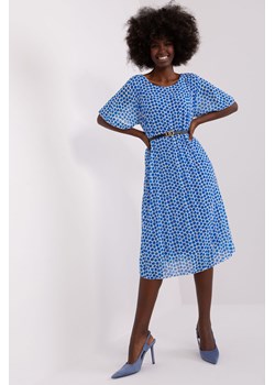 Niebiesko-biała plisowana sukienka damska z printem ze sklepu 5.10.15 w kategorii Sukienki - zdjęcie 169710773