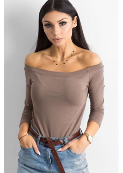 BASIC Bluzka damska z odkrytymi rękawami - brązowa ze sklepu 5.10.15 w kategorii Bluzki damskie - zdjęcie 169710840