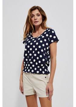 Bawełniany t-shirt damski w białe kropki ze sklepu 5.10.15 w kategorii Bluzki damskie - zdjęcie 169711024