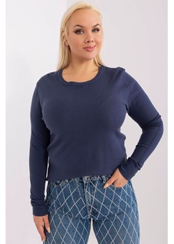 Gładki sweter plus size z długim rękawem granatowy ze sklepu 5.10.15 w kategorii Swetry damskie - zdjęcie 169711150