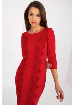 Czerwona elegancka sukienka koktajlowa z rękawem 3/4 ze sklepu 5.10.15 w kategorii Sukienki - zdjęcie 169711230