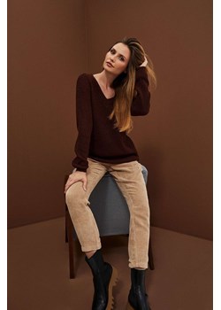 Brązowy sweter damski z metaliczną nitką ze sklepu 5.10.15 w kategorii Swetry damskie - zdjęcie 169711330