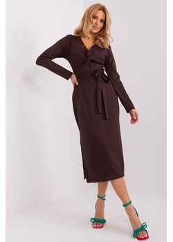 Ciemnobrązowa sukienka koktajlowa w prążek ze sklepu 5.10.15 w kategorii Sukienki - zdjęcie 169711462
