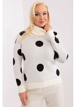Sweter plus size z długim rękawem ecru ze sklepu 5.10.15 w kategorii Swetry damskie - zdjęcie 169711511