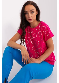 Fuksjowa bluzka z błyszczącym nadrukiem ze sklepu 5.10.15 w kategorii Bluzki damskie - zdjęcie 169711643