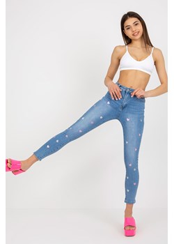 Niebieskie jeansowe rurki z printem ze sklepu 5.10.15 w kategorii Jeansy damskie - zdjęcie 169711752