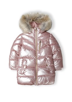 Błyszcząca metaliczna kurtka z kapturem z futerkiem dla dziewczynki ze sklepu 5.10.15 w kategorii Kurtki dziewczęce - zdjęcie 169711770