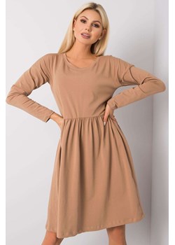 Camelowa sukienka z długim rękawem ze sklepu 5.10.15 w kategorii Sukienki - zdjęcie 169711863