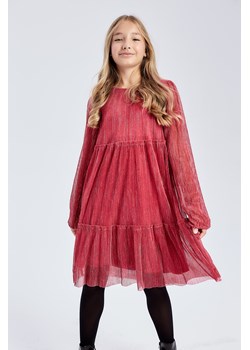 Szyfonowa, różowa sukienka z długim rękawem dla dziewczynki - Limited Edition ze sklepu 5.10.15 w kategorii Sukienki dziewczęce - zdjęcie 169712070