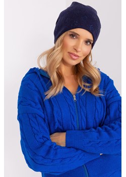 Granatowa damska czapka zimowa z dżetami ze sklepu 5.10.15 w kategorii Czapki zimowe damskie - zdjęcie 169712160