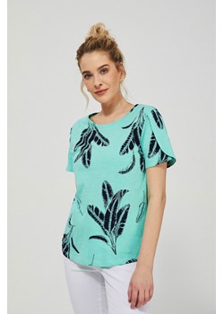T-shirt damski bawełniany z nadrukiem w liście ze sklepu 5.10.15 w kategorii Bluzki damskie - zdjęcie 169712270