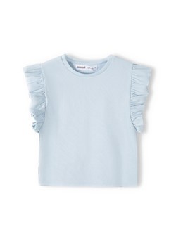 Niemowlęca bluzka z krótkim rękawem i falbanką- błękitna ze sklepu 5.10.15 w kategorii Koszulki niemowlęce - zdjęcie 169712460