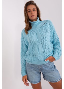 Jasnoniebieski sweter damski oversize z warkoczami ze sklepu 5.10.15 w kategorii Swetry damskie - zdjęcie 169712480