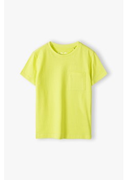 Bawełniany limonkowy t-shirt z kieszonką - Lincoln&Sharks ze sklepu 5.10.15 w kategorii T-shirty chłopięce - zdjęcie 169712511