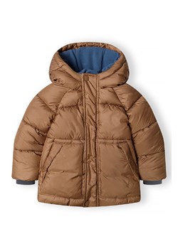 Brązowa kurtka zimowa pikowana niemowlęca z kapturem ze sklepu 5.10.15 w kategorii Kombinezony i kurtki - zdjęcie 169712870