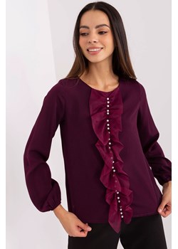 Ciemnofiolentowa bluzka wizytowa z perełkami ze sklepu 5.10.15 w kategorii Bluzki damskie - zdjęcie 169713021