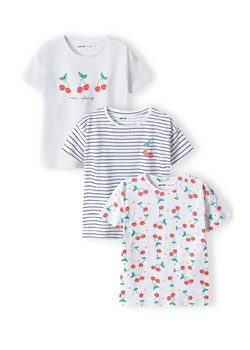 T-shirt bawełniany dla dziewczynki 3-pak wiśnie ze sklepu 5.10.15 w kategorii Bluzki dziewczęce - zdjęcie 169713541