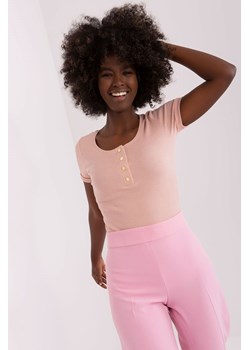 Brudnoróżowa prążkowana bluzka damska OCH BELLA ze sklepu 5.10.15 w kategorii Bluzki damskie - zdjęcie 169713601