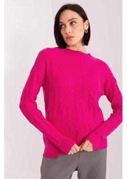 Fuksjowy dzianinowy sweter z warkoczami ze sklepu 5.10.15 w kategorii Swetry damskie - zdjęcie 169713632