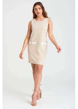 Sukienka z krótkim rękawem beżowa ze sklepu 5.10.15 w kategorii Sukienki - zdjęcie 169713680