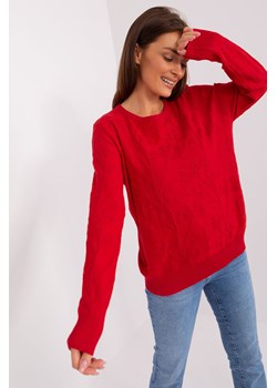 Czerwony sweter damski klasyczny we wzory ze sklepu 5.10.15 w kategorii Swetry damskie - zdjęcie 169713824