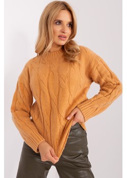 Camelowy sweter z dzianiny w warkocze ze sklepu 5.10.15 w kategorii Swetry damskie - zdjęcie 169713831