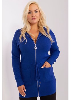 Kobaltowy rozpinany sweter plus size z suwakiem ze sklepu 5.10.15 w kategorii Swetry damskie - zdjęcie 169713843