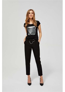 Spodnie damskie czarne z ozdobnym paskiem ze sklepu 5.10.15 w kategorii Spodnie damskie - zdjęcie 169713951
