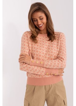 Sweter damski klasyczny z okrągłym dekoltem ciemny różowy ze sklepu 5.10.15 w kategorii Swetry damskie - zdjęcie 169714020