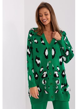 Luźny kardigan w zwierzęcy wzór zielony ze sklepu 5.10.15 w kategorii Swetry damskie - zdjęcie 169714104