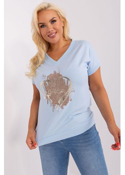 Jasnoniebieska bawełniana bluzka plus size ze sklepu 5.10.15 w kategorii Bluzki damskie - zdjęcie 169714251