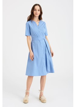 Rozkloszowania sukienka za kolano niebieska ze sklepu 5.10.15 w kategorii Sukienki - zdjęcie 169714253