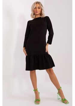 Czarna codzienna sukienka damska z falbaną ze sklepu 5.10.15 w kategorii Sukienki - zdjęcie 169714300