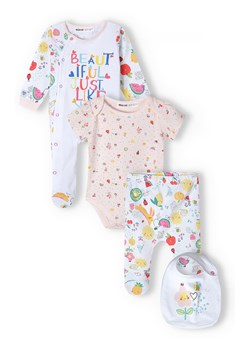 Komplet bawełniany niemowlęcy- pajac + body + półśpiochy + śliniak ze sklepu 5.10.15 w kategorii Komplety niemowlęce - zdjęcie 169714330