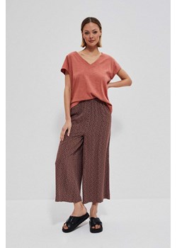 Szerokie spodnie damskie z wiskozy brązowe ze sklepu 5.10.15 w kategorii Spodnie damskie - zdjęcie 169714454