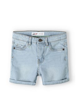 Jasnoniebieskie jeansowe krótkie spodenki dla niemowlaka ze sklepu 5.10.15 w kategorii Spodenki niemowlęce - zdjęcie 169714772