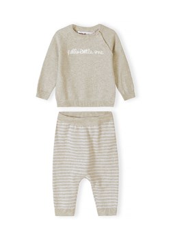 Beżowy komplet niemowlęcy z bawełny- bluzka i legginsy- Hello little one ze sklepu 5.10.15 w kategorii Dresy dla niemowlaka - zdjęcie 169714803